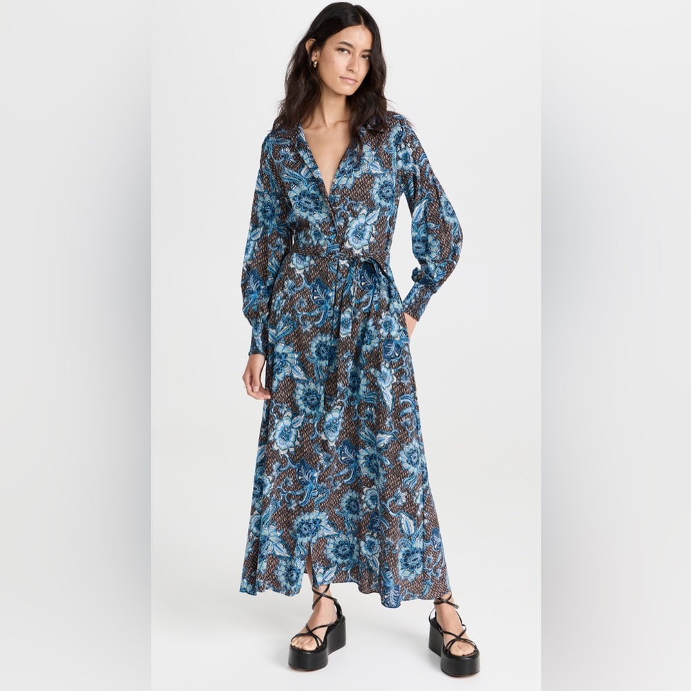 Misa ‎ Blue Floral Maxi Dress size S